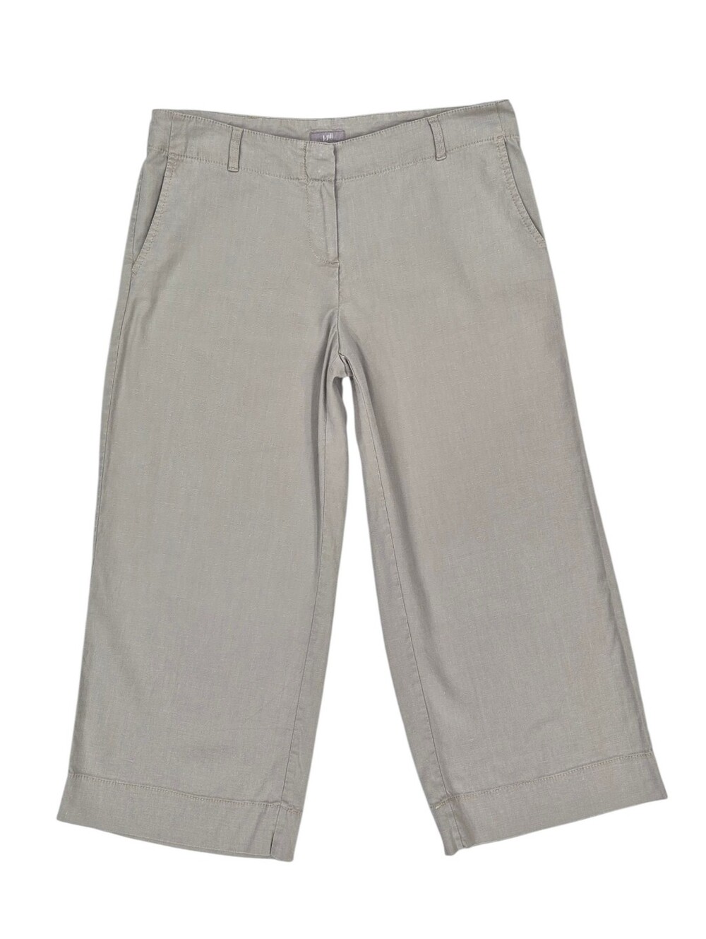 J Jill Linen blend Cropped Pants size 8 gray-beige mid rise wide leg stretch
